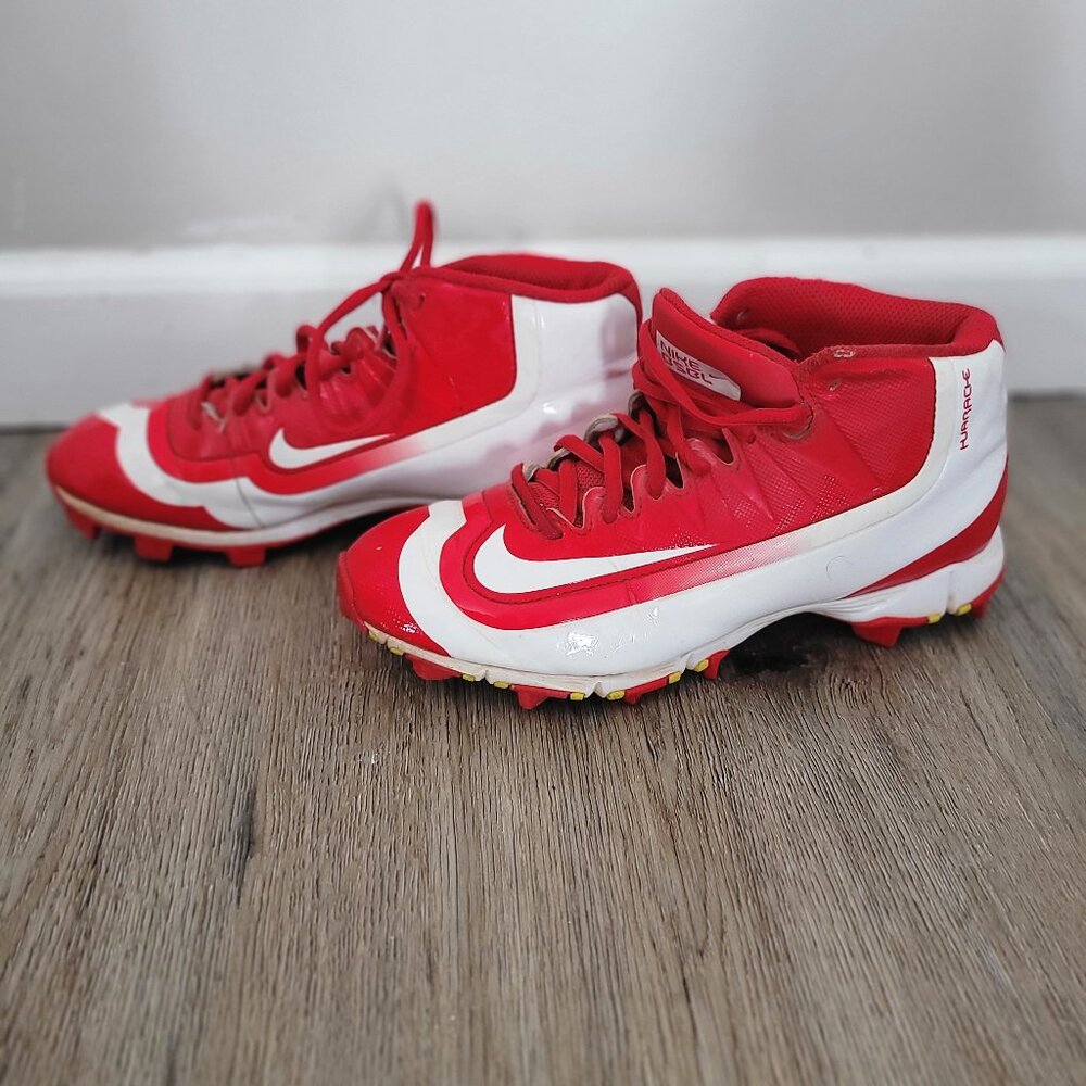Nike youth 4.5 cleats red and white